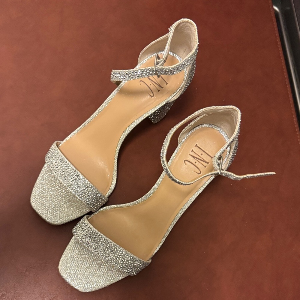 INC International Concepts Glittering Silver Heels